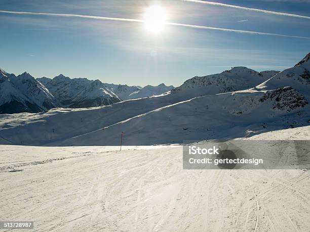 Ski Run In The Sunlight Swiss Alps Engadin Stock Photo - Download Image Now - Winter, Beauty, Blue