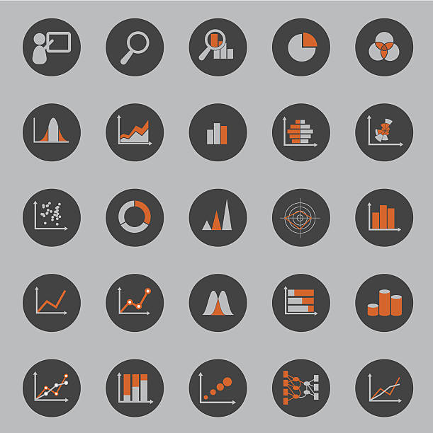 Finance, Business, Statistic Icon With Circle Black Background vector art illustration