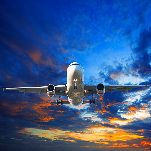 istock passenger jet plane flying against beautiful dusky sky 513731211