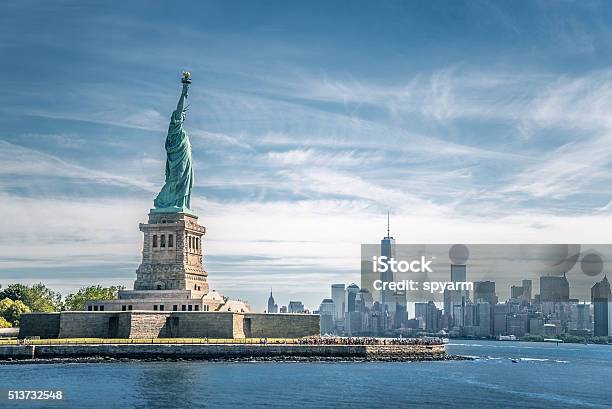 The Statue Of Liberty And Manhattan New York City Stock Photo - Download Image Now - USA, New York City, Freedom