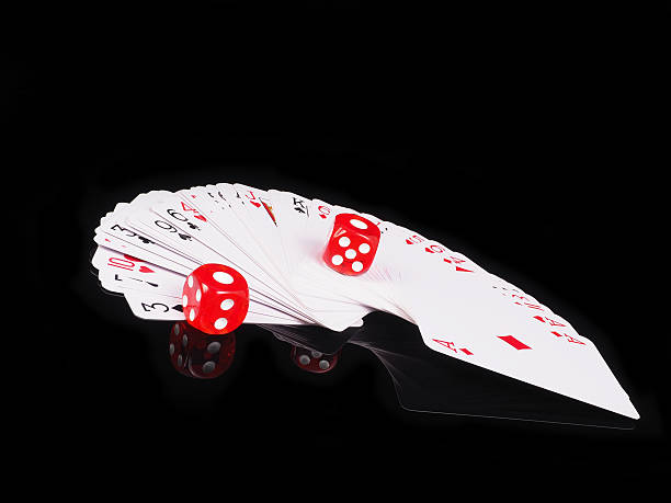 istock Dice, cards on a black background. concept of gambling 513736612