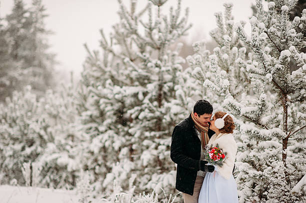 couple in a pine forest