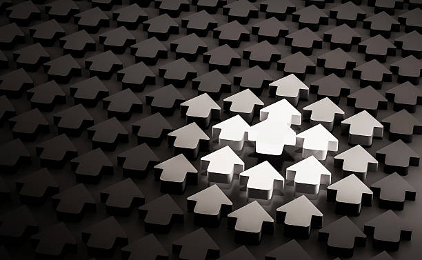 istock Glowing bright arrow in group of black arrows 513742170