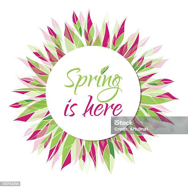 Spring Is Here Vector Card Banner Tag Label Stock Illustration ...