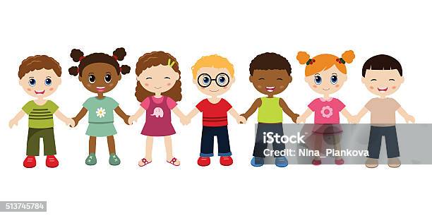 Happy Children Stock Illustration - Download Image Now - Child, Multiracial Group, Illustration