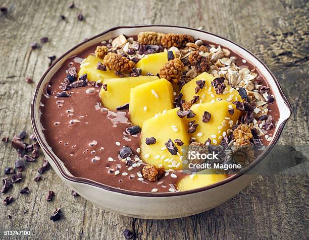 Breakfast Smoothie Bowl Stock Photo - Download Image Now - Antioxidant, Banana, Bowl