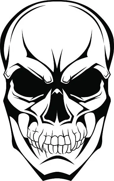 Vector illustration of Monochrome skull