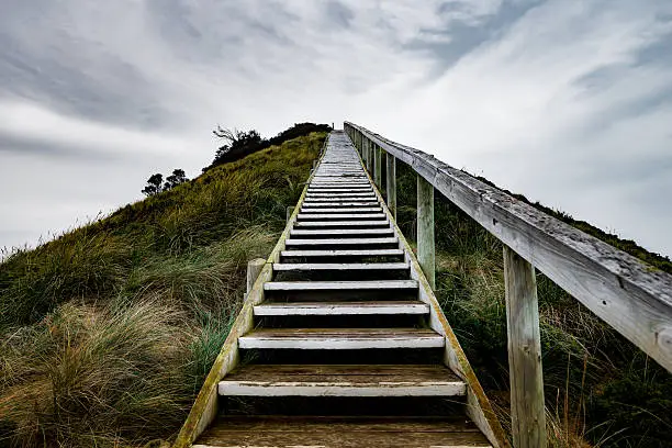 Photo of Staircase Leading up Dunes to Truganini Lookout, Bruny Island, Tasmania.