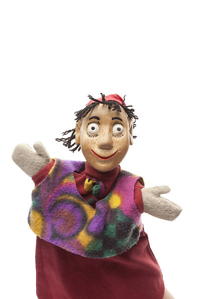 istock Wood puppet welcomes visitors 513751091