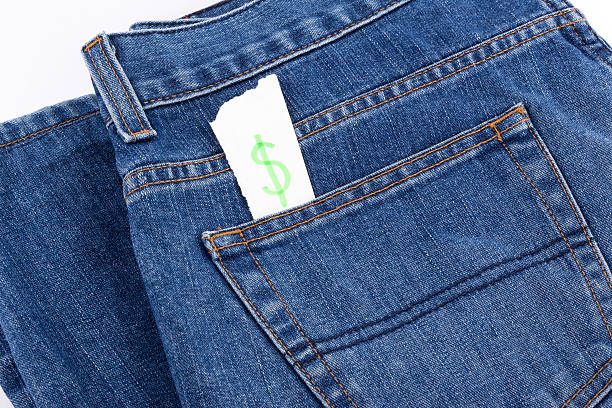 ドル記号紙のジャンバティストポケット - pocket inside of jeans empty ストックフォトと画像