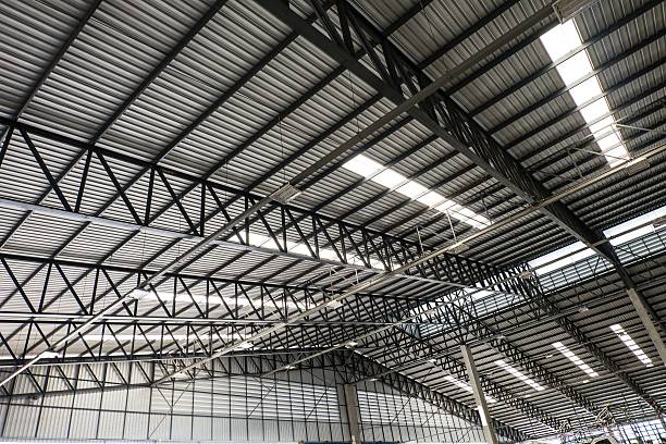 istock Metal roof structure and Channel light 513752147