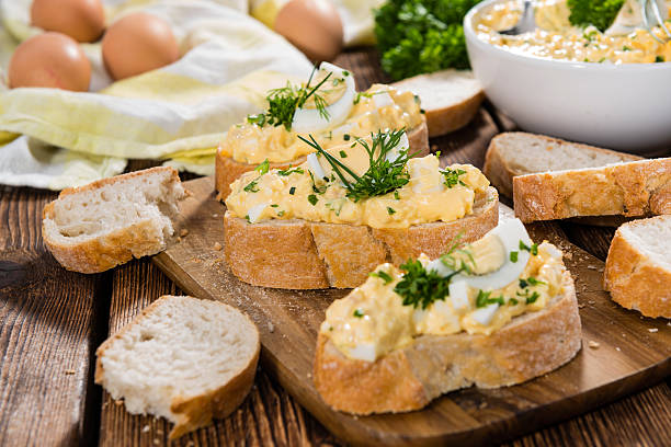 istock Piece of Bread with Egg Salad 513752503