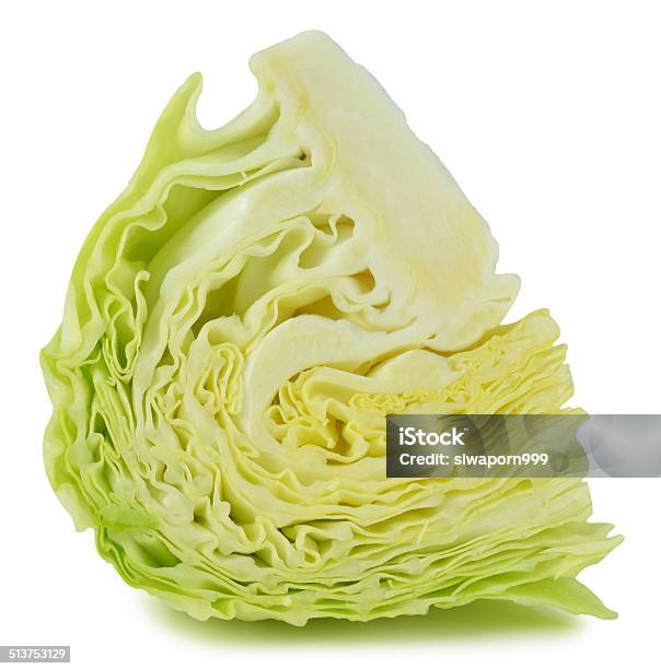 Whole Green Cabbage Isolated On White Stock Photo - Download Image Now - Backgrounds, Cabbage, Close-up