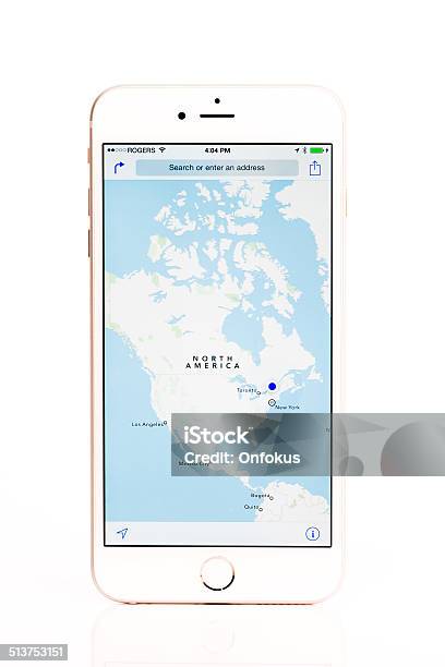 Apple Iphone 6 Plus Maps Application Isolated On White Background Stock Photo - Download Image Now