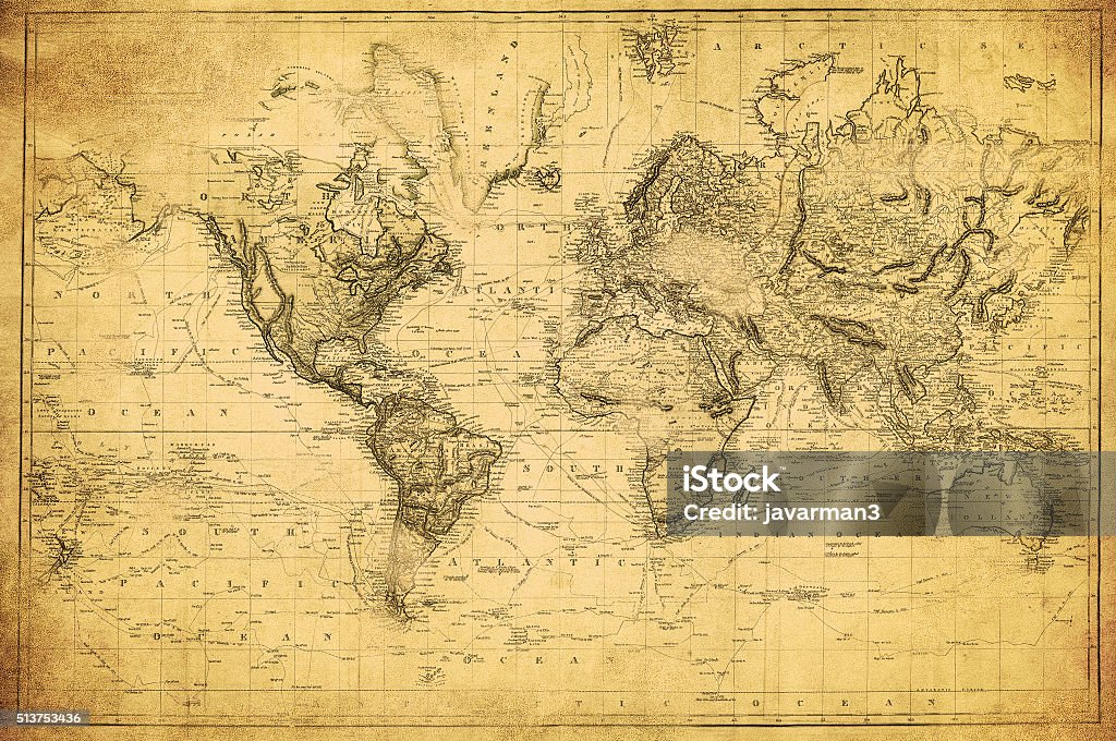 vintage map of the world 1831 Map Stock Photo
