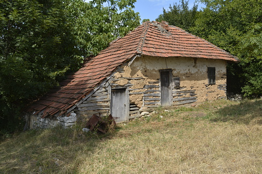 old, house, mud, serbia