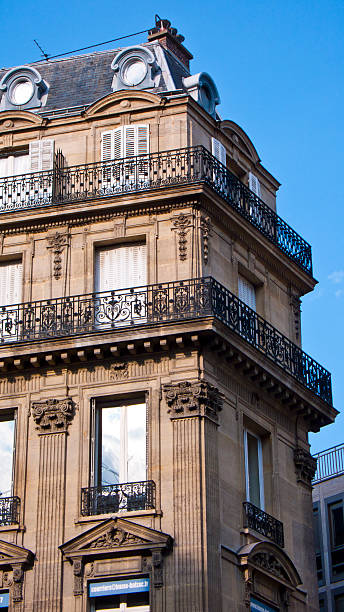 Avenue de L'Opera. Paris France. Paris, France - July 23, 2014. Typical buildings at Avenue de L'Opera place de lopera stock pictures, royalty-free photos & images