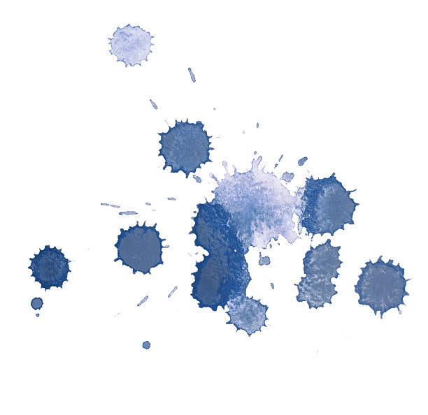 istock Abstract watercolor aquarelle hand drawn blue drop splatter stain art 513754767