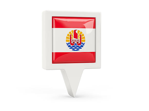 Square flag icon of french polynesia isolated on white
