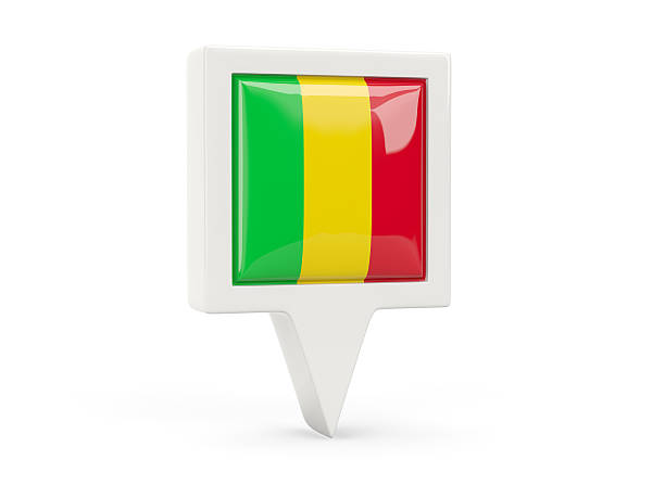 Square flag icon of mali isolated on white