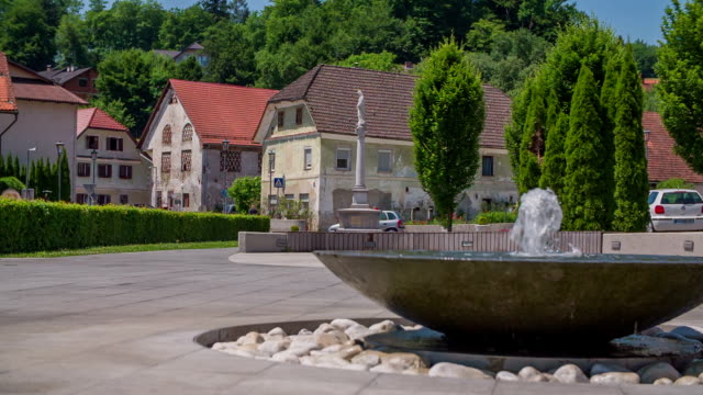 Water fountain in a small town