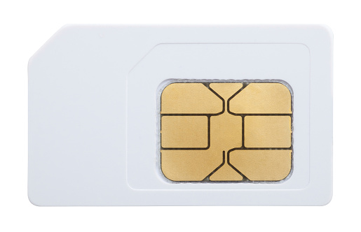 Mobile phone sim card isolated on white