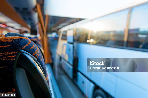 View Of The Tourist Bus Through The Window Stock Photo - Download Image Now - Coach Bus, Bus, Transfer Image