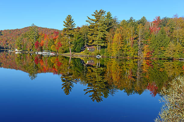 Autumn Foliage reflecting in Lake, Adirondacks, New York