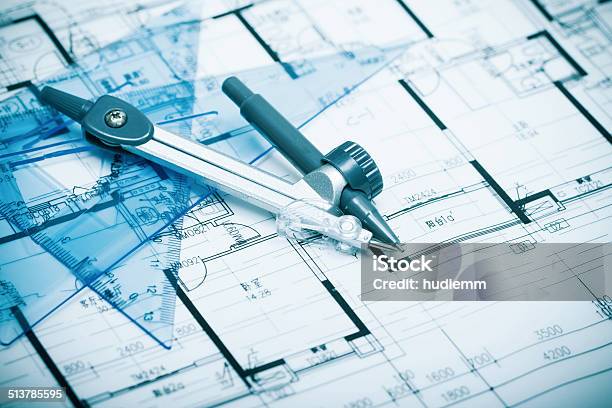 Architecture Blueprints Background Stock Photo - Download Image Now - Architecture, Blueprint, Built Structure