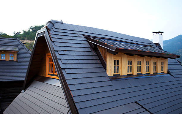 istock Attic dormers and chimneys on a rooftop 513787871