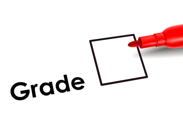 grade box on an exam paper with red pen unrated grade box on an exam paper with red pen report card stock pictures, royalty-free photos & images