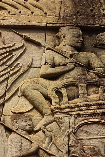 istock Bas Relief of Battle scene in Hindu Temple, Angkor Complex 513791772