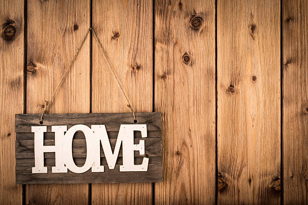 istock Sign HOME on the wooden wall. 513795264