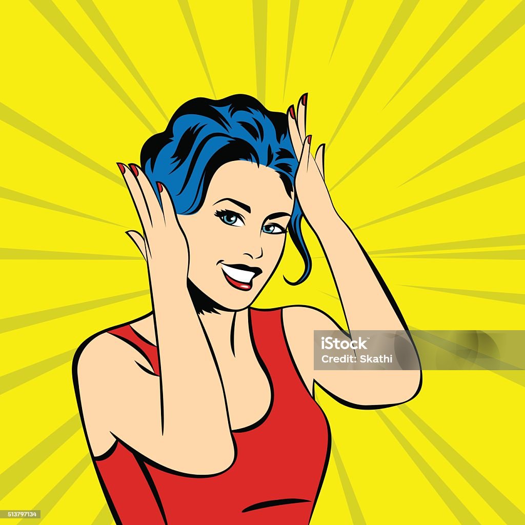 mineraal Kraan Absoluut Pop Art Surprised Woman Face With Smile Stock Illustration - Download Image  Now - Adult, Adults Only, Backgrounds - iStock