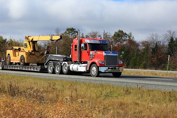 istock Semi truck with a crane on the trailer 513799336