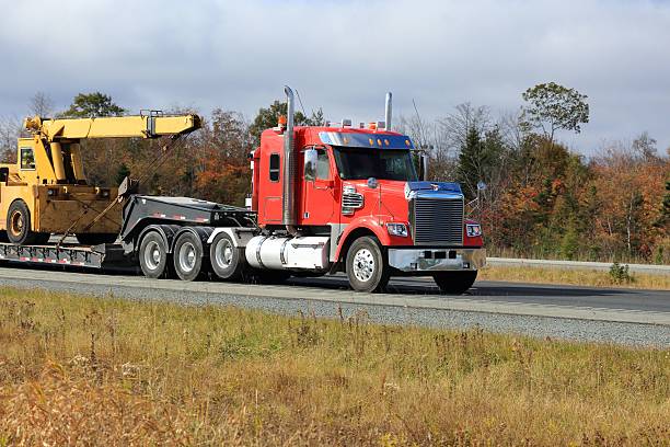 istock Semi truck with a crane on the trailer 513799408