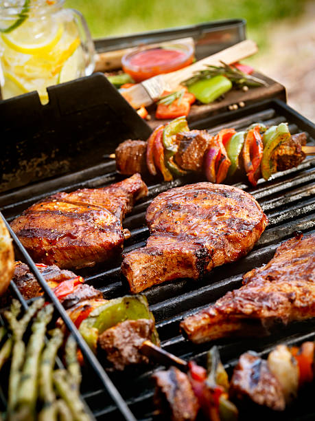istock Pork Chops with Kabobs on the BBQ 513801560
