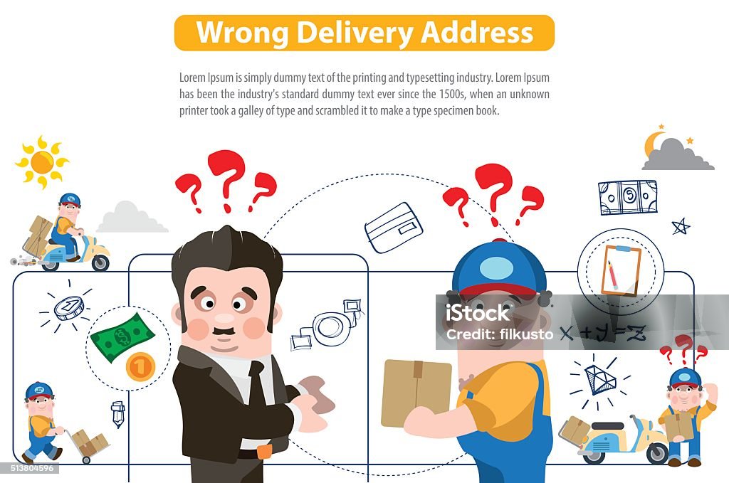 Incorrect Address Wrong Delivery Address Stock Illustration - Download Image Now - Blue ...