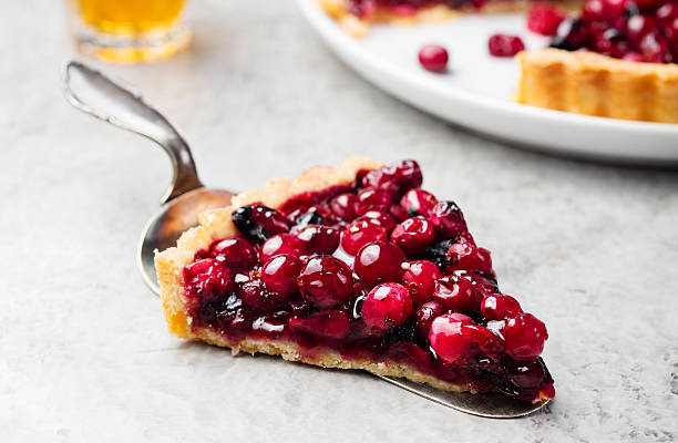 tarta, pastel de carne, pasta con jellied cranberries frescas, bilberries - arándano rojo fruta baya fotografías e imágenes de stock