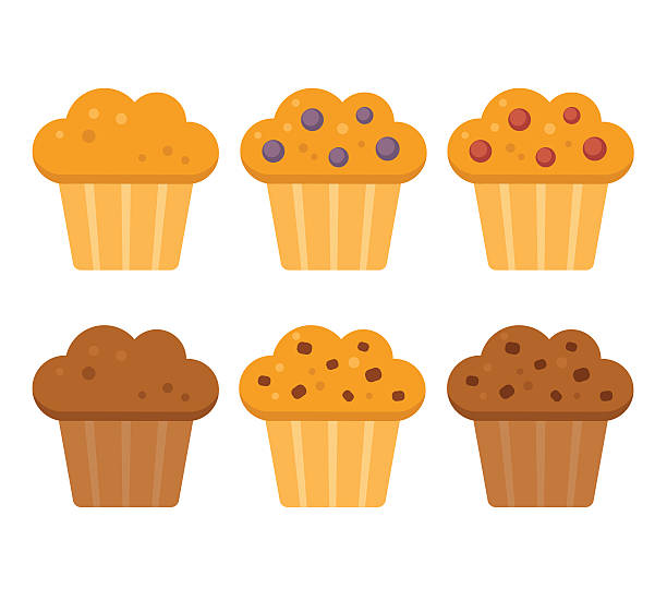 cartoon-muffins-satz - muffin stock-grafiken, -clipart, -cartoons und -symbole