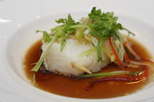 steamed snow fish in soy sauce
