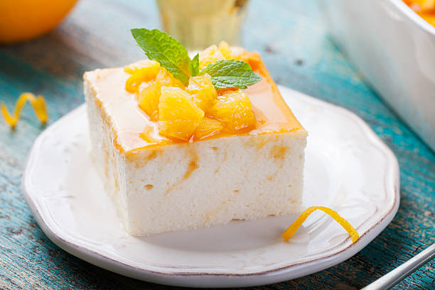 Cheesecake, cottage cheese pudding with fresh oranges and orange marmalade