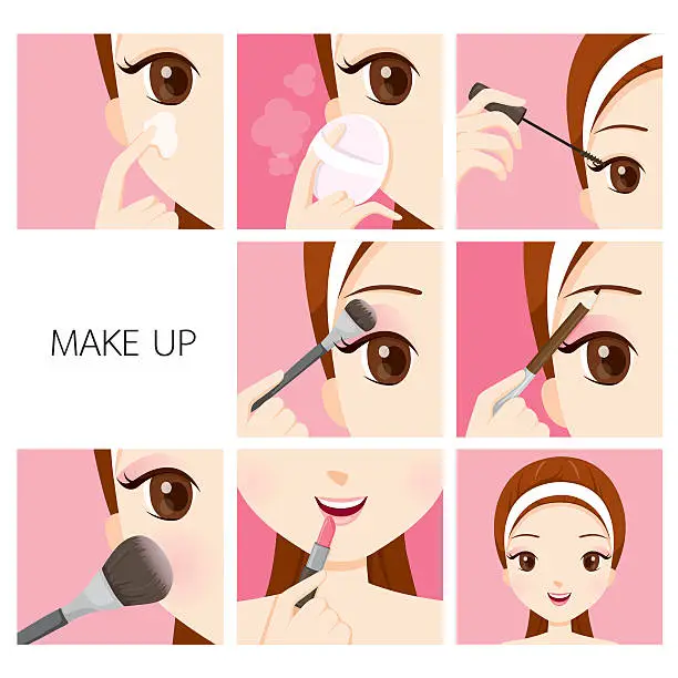 Vector illustration of Step To Make Up For Woman