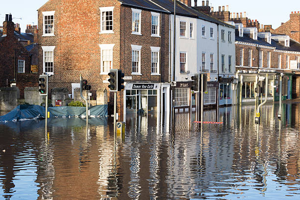Flooded York, UK York, UK - December 27, 2015: Flood water near Clifford's Tower, York ouse river photos stock pictures, royalty-free photos & images