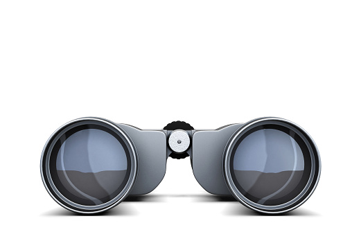 Binoculars closeup isolated on white backgroundÑ 3d rendering.