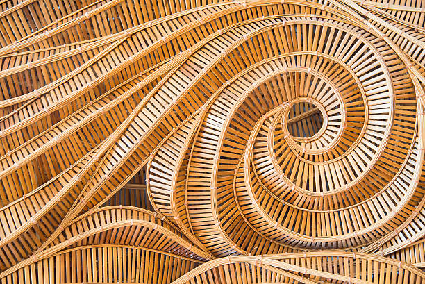 vague marron artisanal en bambou surface de près, texture de type toile - thailand culture photos et images de collection