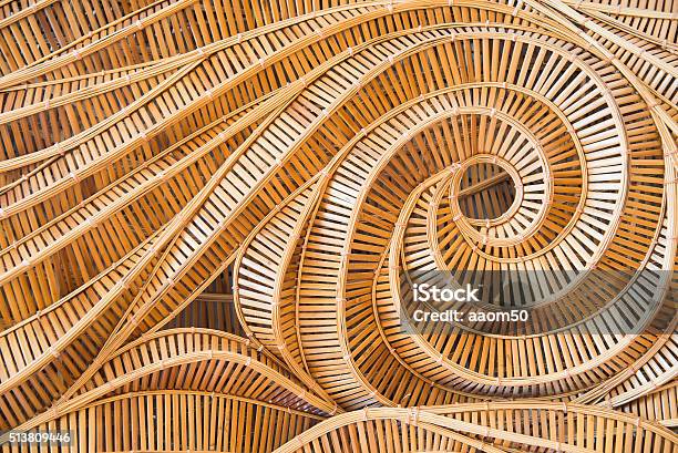 Wave Brown Handicraft Weave Texture Bamboo Surface Stock Photo - Download Image Now - Architecture, Nature, Art