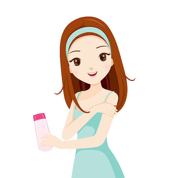 여자아이 쥠 뷰티 포장시 및 스크럽 피부 - cosmetics beauty treatment moisturizer spa treatment stock illustrations