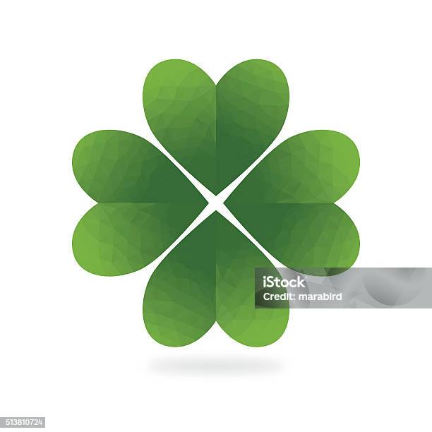 Low Poly Green Four Leaf Clover White Background Stock Illustration - Download Image Now - Clover, Four Leaf Clover, Clover Leaf Shape