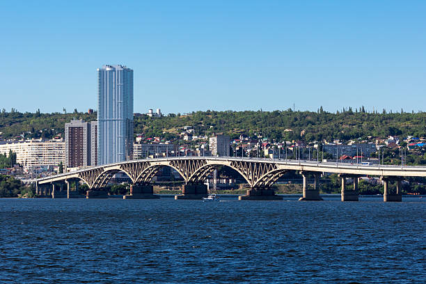 the bridge Saratov Engels The Volga River, the bridge Saratov Engels The Volga River at summer friedrich engels stock pictures, royalty-free photos & images